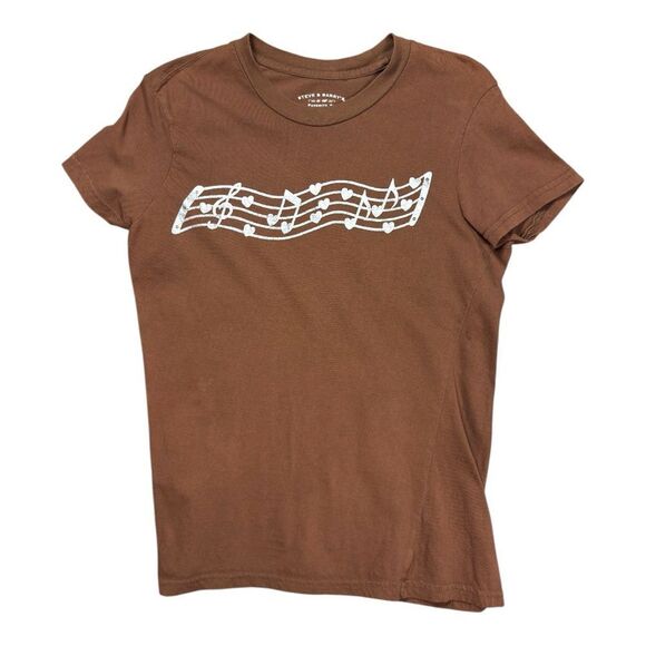 Steve & Barry's Brown and White Short Sleeve Tee Sz L - Picture 1 of 9